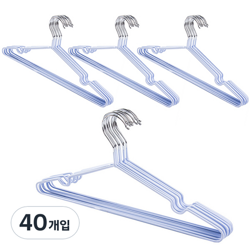 ABM 논슬립 코팅 옷걸이 대, 블루, 40개입