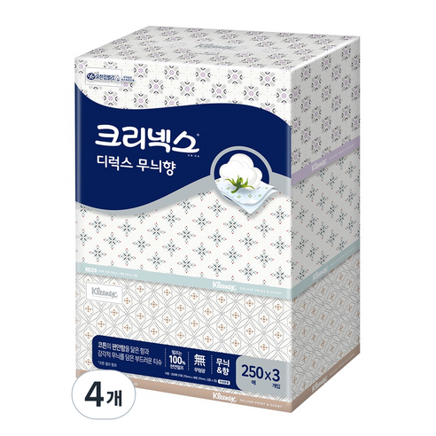 크리넥스 천연펄프 각티슈 디럭스 무늬향, 3개입, 4개