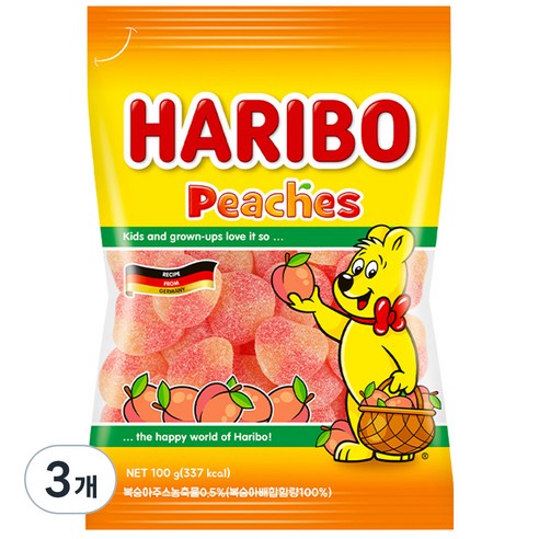하리보 피치스 츄잉젤리, 100g, 3개