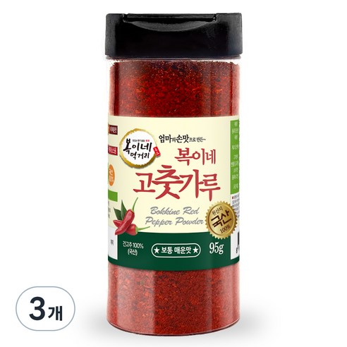 복이네먹거리 국산 보통매운맛 김치용 고춧가루, 95g, 3개