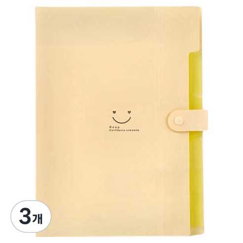 미소로운 아코디언 파일보관가방 24.5 x 32 cm, 라이트옐로우, 3개