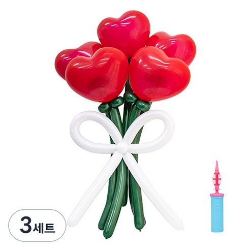 인블룸 DIY 풍선 꽃다발 만들기 세트, 레드하트, 3세트