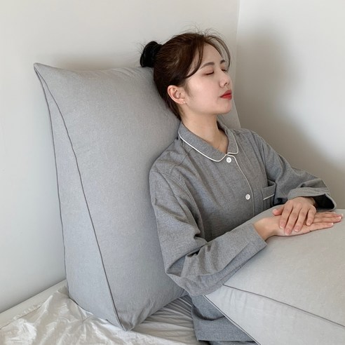 집앤콕 삼각 등받이 쿠션, 코튼 그레이