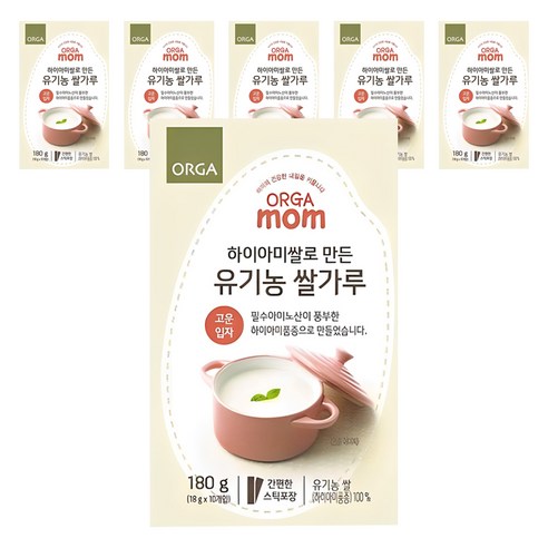 올가맘 하이아미쌀로 만든 유기농 쌀가루 고운입자, 180g, 6개