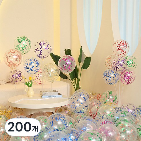 피앤비유니티 컨페티 라운드 풍선 30cm, 01 9색혼합, 200개