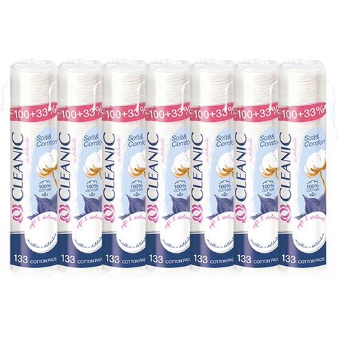 클레아닉 Pro Silk 소프트 앤 컴포트 화장솜, 133매입, 7개