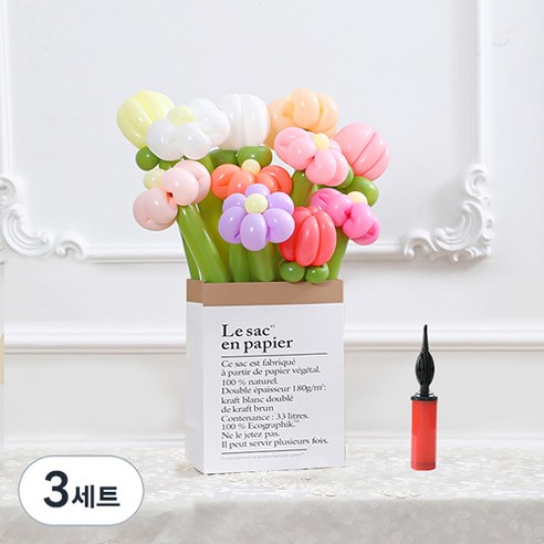 피앤비유니티 DIY꽃풍선선물 10p + 풍선펌프 + 종이봉투 세트, 07 데이지 + 튤립, 3세트