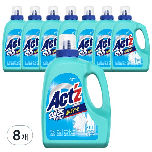 액츠 퍼펙트 실내건조 드럼용 액상세제 본품, 3.2L, 8개