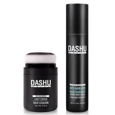 다슈 데일리 이지 커버 헤어쿠션 내추럴 블랙 26g + 헤어 픽서 미스트 120ml, 혼합 색상, 1세트
