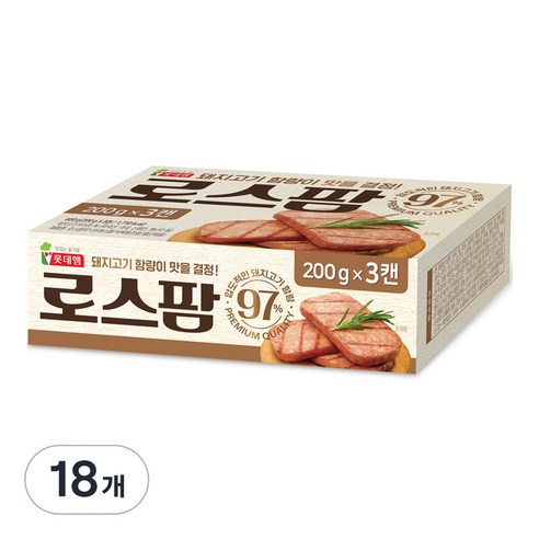 롯데햄 로스팜 97%, 200g, 18개