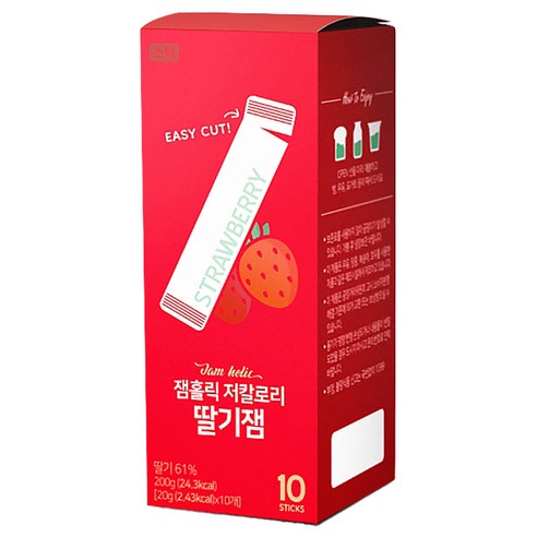 잼홀릭 저칼로리 무설탕 딸기 스틱잼 10p, 200g, 1개