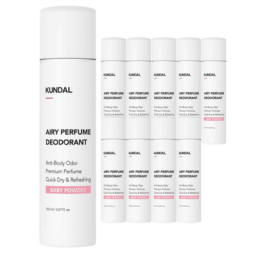 쿤달 에어리퍼퓸 데오드란트 스프레이 베이비파우더향, 150ml, 10개