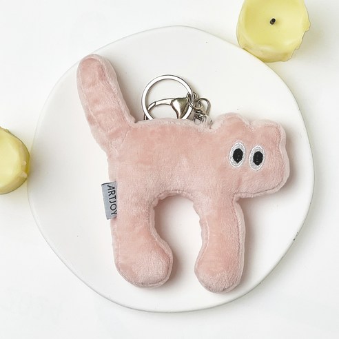 아트조이 띠용캣 고양이 키링, 13cm, PINK, 1개