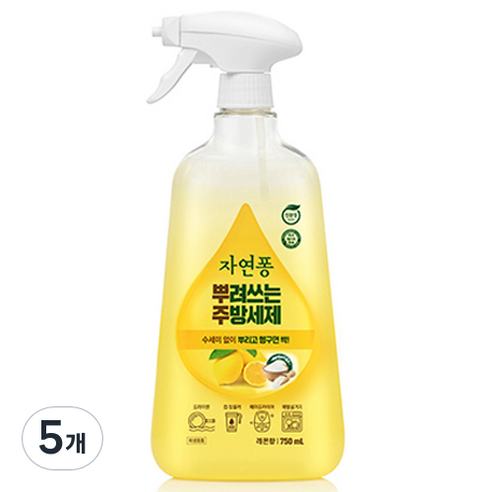 자연퐁 뿌려쓰는 주방세제 용기형 레몬향, 5개, 750ml