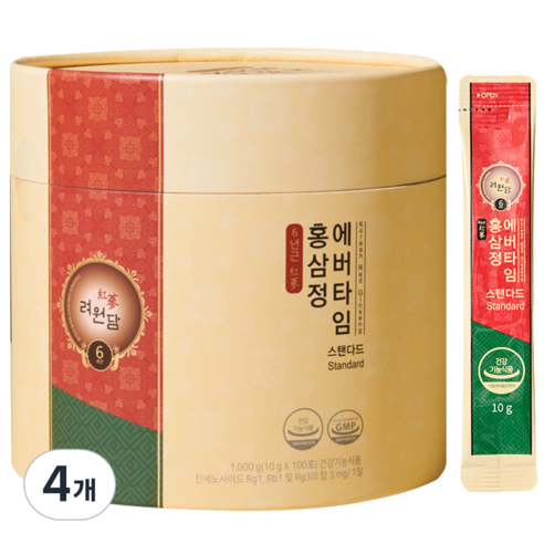려원담 6년근 홍삼정 에버타임 스탠다드, 1000g, 4개