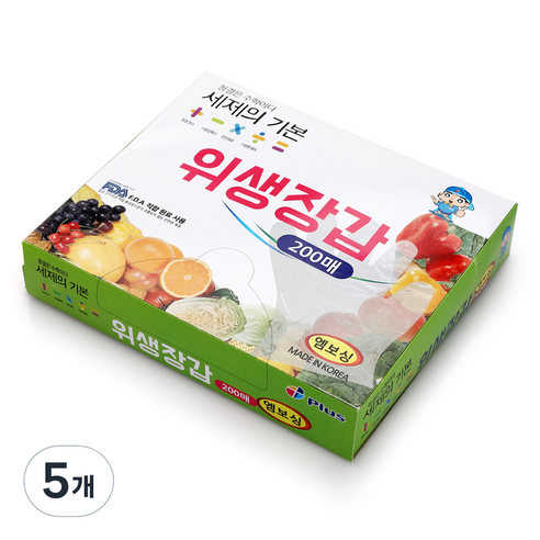 세제의기본 아피스 위생장갑 200매 1개 1개 200매, 5개