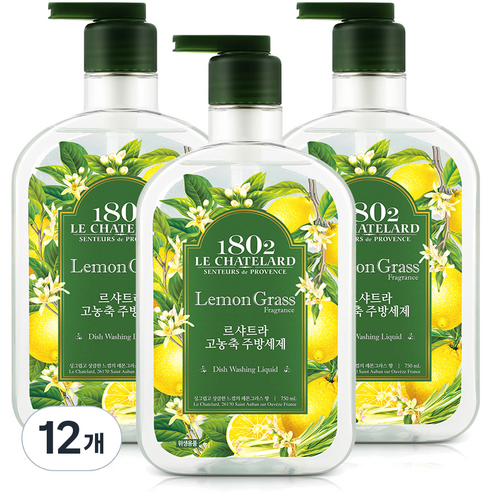르샤트라1802 고농축 주방세제 레몬그라스, 750ml, 12개