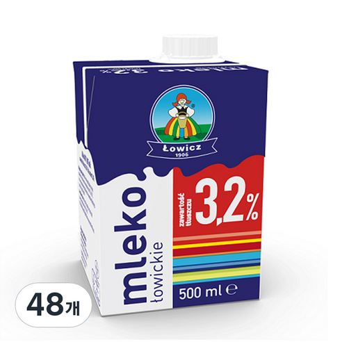 로위키 3.2% 멸균우유, 500ml, 48개