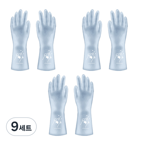 리즈제이니 라텍스 고무장갑 M, 10 젤리 블루 캣 클로, 중(M), 9세트