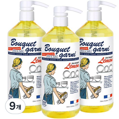 부케가르니 에코 주방세제 레몬향, 750ml, 9개
