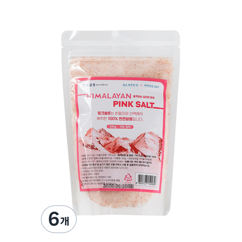 소금성 히말랴야 핑크소금 가는입자, 500g, 6개