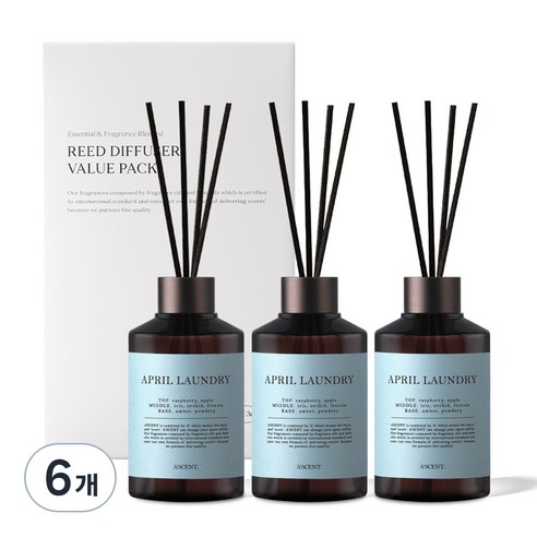 에이센트 실속형 디퓨저, 에이프릴런더리, 200ml, 6개