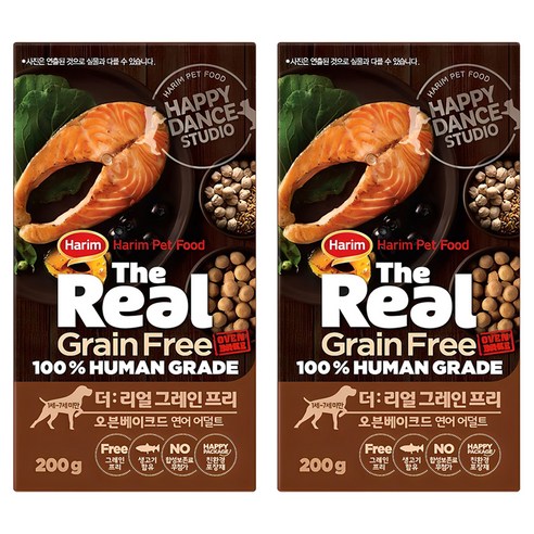 하림펫푸드 어덜트 강아지 더리얼 그레인프리 오븐베이크드 건식사료, 연어, 200g, 2개