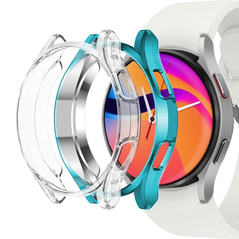 누아트 갤럭시워치 풀커버 케이스 44mm 2개입, 블루, 투명