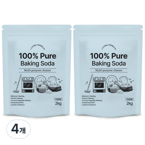 생활공식 100 Pure 베이킹소다, 2kg, 4개