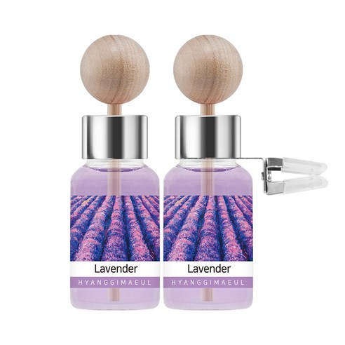 향기마을 차량용 디퓨저 17ml 2p + 나무봉 2p + 송풍구클립 2p, 라벤더, 1세트