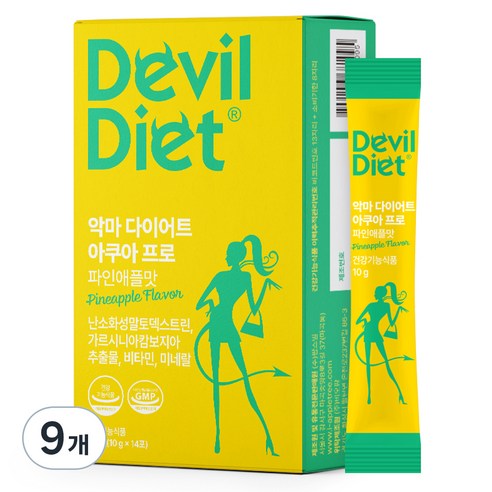 악마다이어트 아쿠아 프로 파인애플맛 가르시니아 14p, 140g, 9개