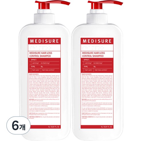 메디슈어 탈모 증상 완화 샴푸, 6개, 1L