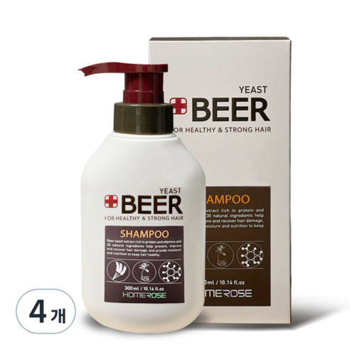 홈로즈 맥주 효모 샴푸, 300ml, 4개