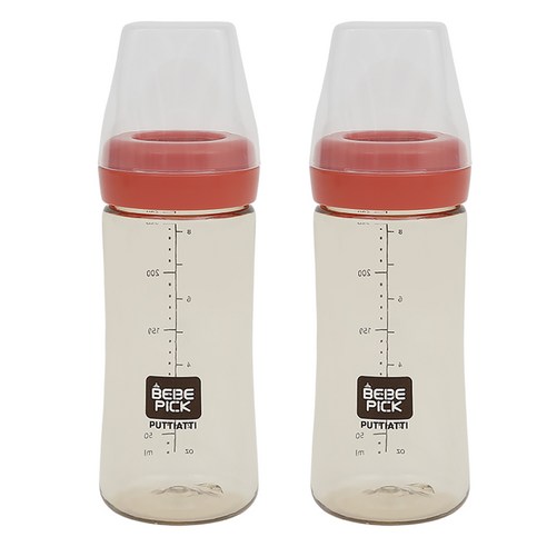 베베픽 PPSU 젖병 250ml 트윈팩, 코랄, 노꼭지, 2개