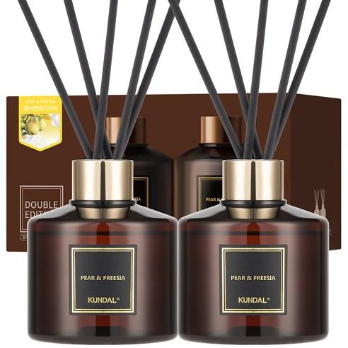 쿤달 퍼퓸 디퓨저 2개 + 섬유스틱 10개, 페어앤프리지아, 200ml, 1세트
