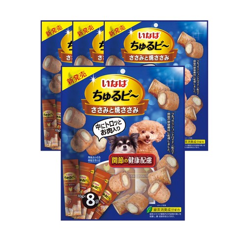 이나비 강아지 츄르비 닭가슴살&구운닭가슴살, 관절건강케어용, 10g, 32개