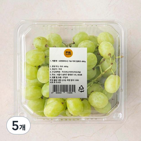 PSK 미국산 청포도, 490g, 5개