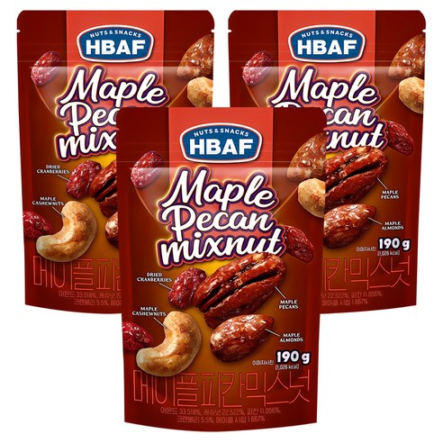 바프 메이플 피칸 믹스넛, 190g, 3개