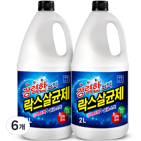 생활공식 강력한 표백 락스살균제, 2L, 6개