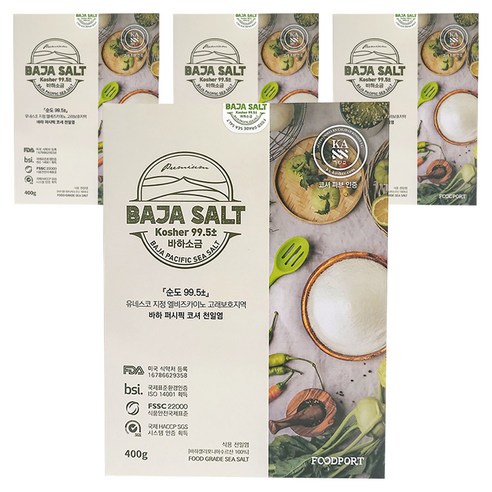 푸드포트 바하 퍼시픽 천일염, 4개, 400g