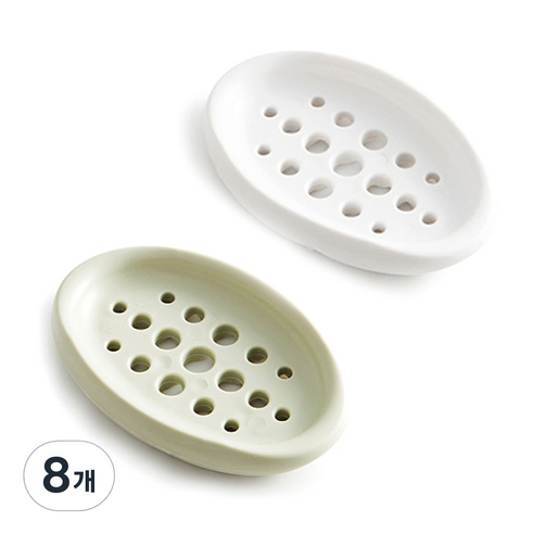 비누받침, 화이트 + 그린, 8개