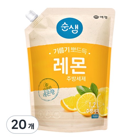 순샘 레몬 주방세제 리필, 1.2L, 20개