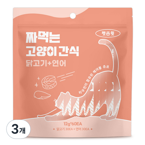 펫스윗 짜먹는 고양이 간식 60p, 혼합맛(닭고기/연어), 720g, 3개