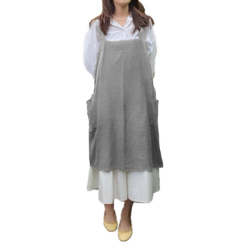 린넨 심플 롱 앞치마 XL, 그레이, 1개