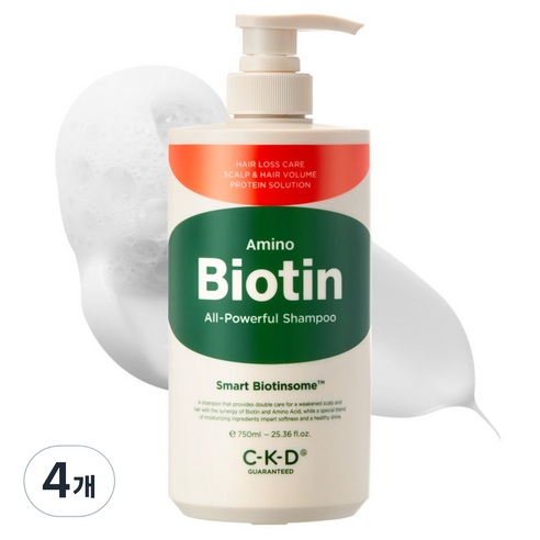 씨케이디 아미노 비오틴 올파워풀 샴푸, 750ml, 4개