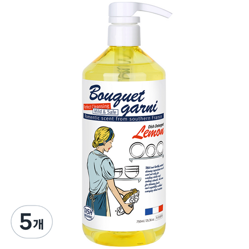 부케가르니 에코 주방세제 레몬향, 750ml, 5개