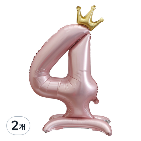 세컨드베스트 크라운 스탠딩 숫자 파티풍선 100cm, 핑크 숫자 4, 2개