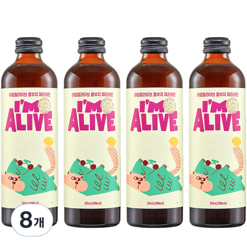 아임얼라이브 유리병 콤부차 체리레몬, 315ml, 8개