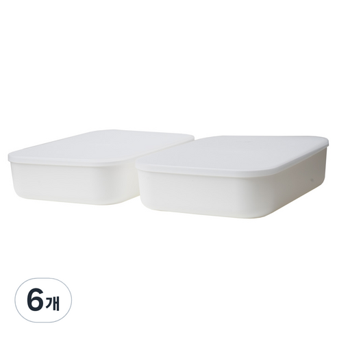 모던 라운드 리빙박스 18칸, 화이트(본체) + 투명(뚜껑), 6개
