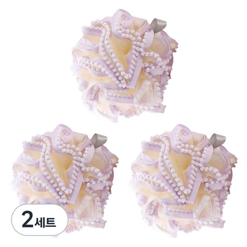 레이스 버블 샤워볼, 퍼플, 2세트, 3개입